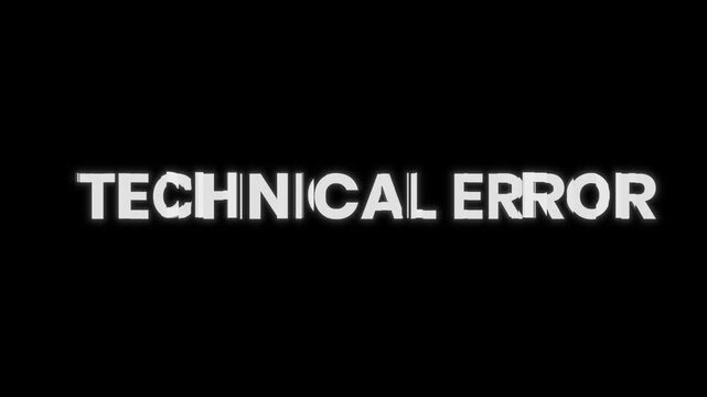 Technical error text glitch animation on black background
