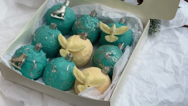 Christmas sweet tree balls in a box	

