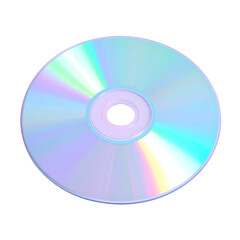 Shiny, iridescent disc with central hole against black. Reflects light in rainbow hues