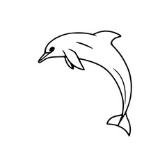Obraz premium Graceful dolphin outline ideal for marine graphics, ocean-themed branding, nature icons, and wildlife illustrations.