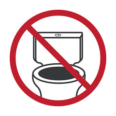 Isolated icon toilet or restroom and red cross, showing bathroom temporary out of order or service warning.