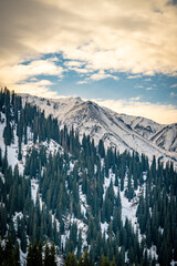 snow covered mountains in winter