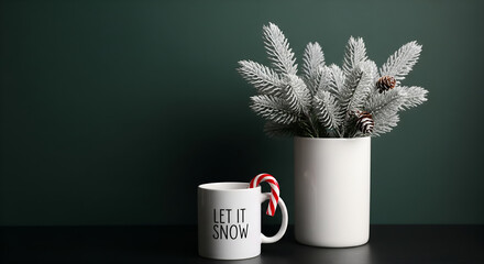 Let it Snow - Christmas Mug & Decoration, Winter Holiday Still Life