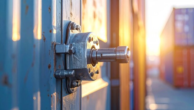 Metal lock on cargo container