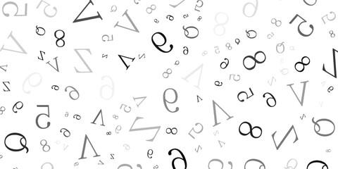 Black letter pattern on white background. Vector illustration for education design. Seamless pattern letters random flying. Alphabet book concept for grammar school. Letter wallpaper