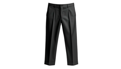 Pleated, dark trousers, cuffs, on black background