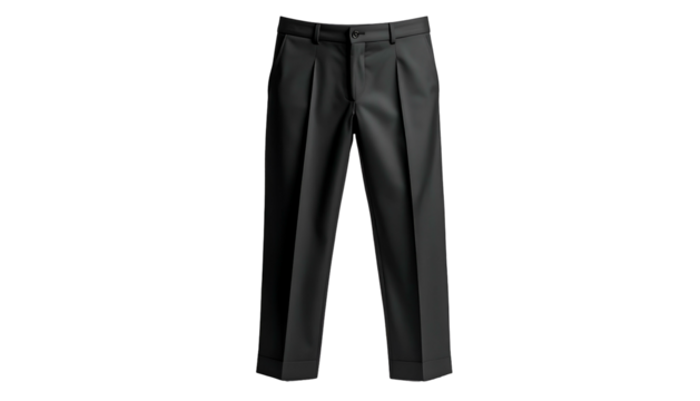 Pleated, dark trousers, cuffs, on black background