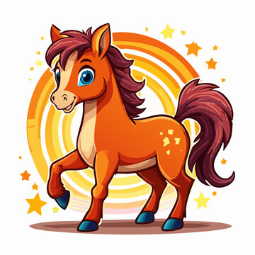 kleines Pferd - Pony - Cartoon Comic Stil