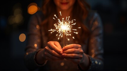 Sparkling joy and celebration with a festive sparkler in hand bringing warm holiday cheer and a touch of magic to your holiday designs