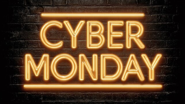 Illuminated golden text on a brick wall. It promotes seasonal offers and festive deals, enticing consumers with the promise of savings and opportunities during this special promotion.