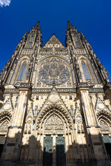 Fototapeta premium Saint Vitus Cathedral facade in Prague Castle Czechia