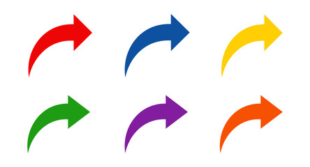 Colorful arrows set: red, blue, yellow, green, purple, orange