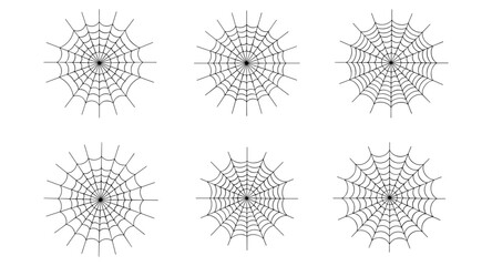 Obraz premium Set of six linear spider web designs in minimalist style