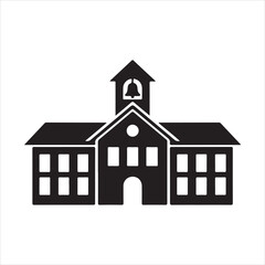 Simple building icon set. Black glyph collection of city architecture. Vector real estate symbols: house, hotel, factory, bank, store, school, office pictogram set. school icon. flat and stroke style 