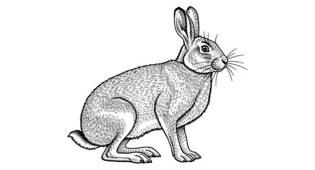 Obraz premium Intricate sketch of a rabbit in vintage engraving style on white background