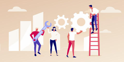 Teamwork and collaboration people working together to build a successful business