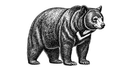 Fototapeta premium Detailed engraving style bear graphic for wildlife and nature themes