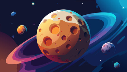 Explore the cosmos with stunning cartoon planets and vibrant rings, perfect for children's books, educational materials, or fun science projects