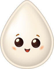 Cute white heart character with a smiling face.  Illustration of a happy love symbol. Valentines Day icon