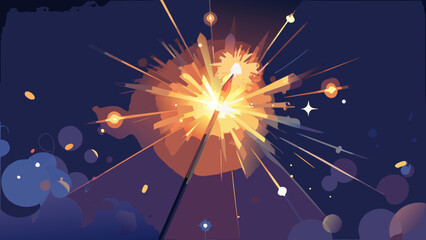 Exciting sparkler exploding with light and energy, perfect for celebrations and festive occasions - originally a scalable vector graphic