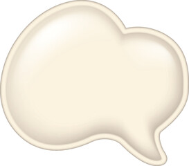 3D speech bubble in cloud shape isolated on white. Blank beige chat icon with copy space for text. Soft puffy thought balloon for communication concept