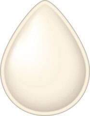 Single beige liquid drop isolated on white. Illustration of cream or milk droplet icon. Symbol for moisture and skincare