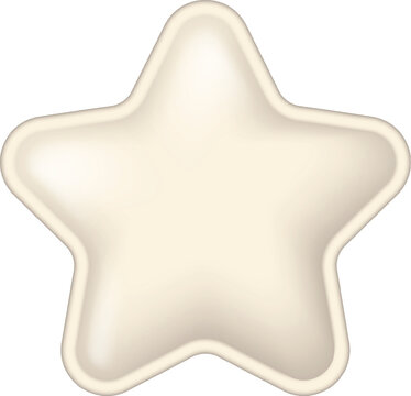 Single beige 3d star icon with rounded corners. Soft puffy white star shape for rating reviews or favorites. Success and quality symbol