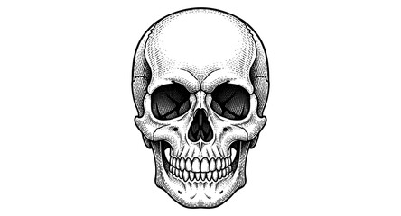 Obraz premium Intricate black and white skull art with detailed lines