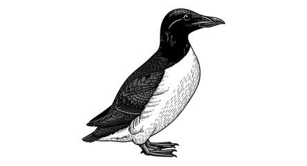 Fototapeta premium Detailed engraving style puffin illustration on white background