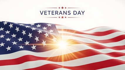 Celebrate Veterans Day with patriotic American flag and shining light