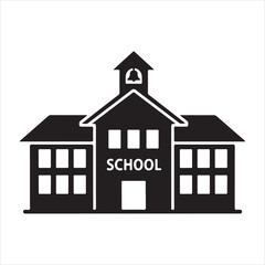 Simple building icon set. Black glyph collection of city architecture. Vector real estate symbols: house, hotel, factory, bank, store, school, office pictogram set. school icon. flat and stroke style 