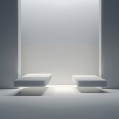 Fototapeta premium Modern white-walled bathroom interior with clean minimalist design