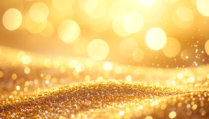 Soft focus captures a mesmerizing vista of sparkling golden glitter, enhanced by warm, diffuse