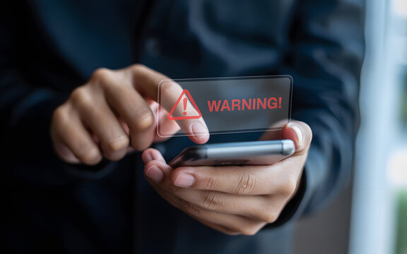 Man interacting with a holographic display on a smartphone modern technology