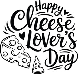 Happy Cheese Lovers Day text with Swiss cheese slices food dairy