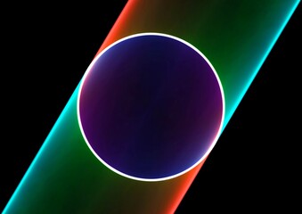 ネオンカラーの抽象的な光の円