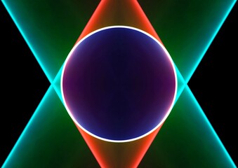 ネオンカラーの抽象的な光の円