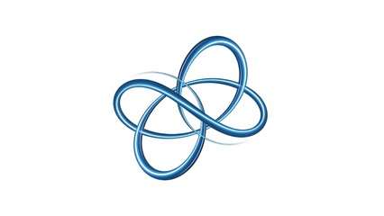 Fototapeta premium Abstract illustration of a complex, three-dimensional knot or interlocking loop design, similar to a Celtic knot or trefoil knot.