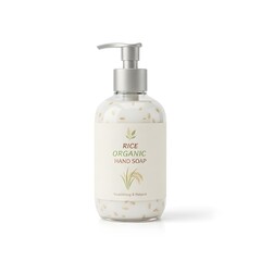 Rice organic hand soap isolated in white bACKGROUND
