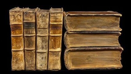 A pile of vintage books stacked high, perfect for decorative purposes or book-themed events