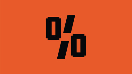Vibrant orange background with bold pixelated percentage sign, perfect for sales promotions and discount campaigns with a modern retro aesthetic