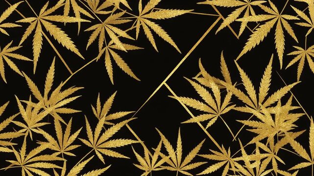 Golden Asanoha Hemp Leaf Pattern with Gold Foil Japanese Background