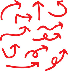Bold Red Arrows Up Vector Set - Hand Drawn Directional Indicators