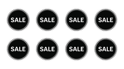 Get ready for incredible savings with these striking black sale bursts, perfect for advertising promotions and driving consumer engagement now