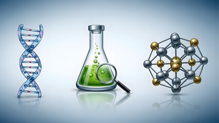 Science and Research DNA, Chemistry, and Molecular Structure Icons for Scientific Exploration