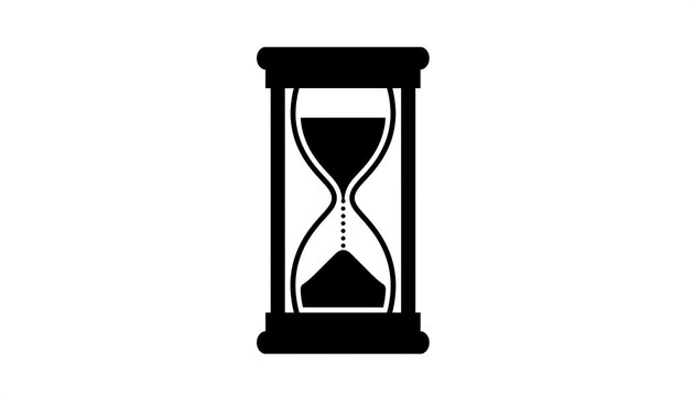 Simple Black Hourglass Icon Representing Time, Deadline, Measurement, and Concept in Vector Design
