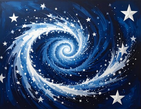 Dynamic celestial swirl of stars and cosmic dust creating a mesmerizing blue galaxy