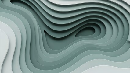 Abstract Topographic Layers in Shades of Green