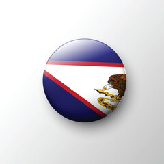 Obraz premium Glossy 3D American Samoa flag button with eagle emblem
