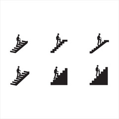 Walking up the stairs or staircase icon is represented by a silhouette and modern design. Walking up staircase or stairs icon silhouette and vector. Silhouette vector icon illustration of a person.